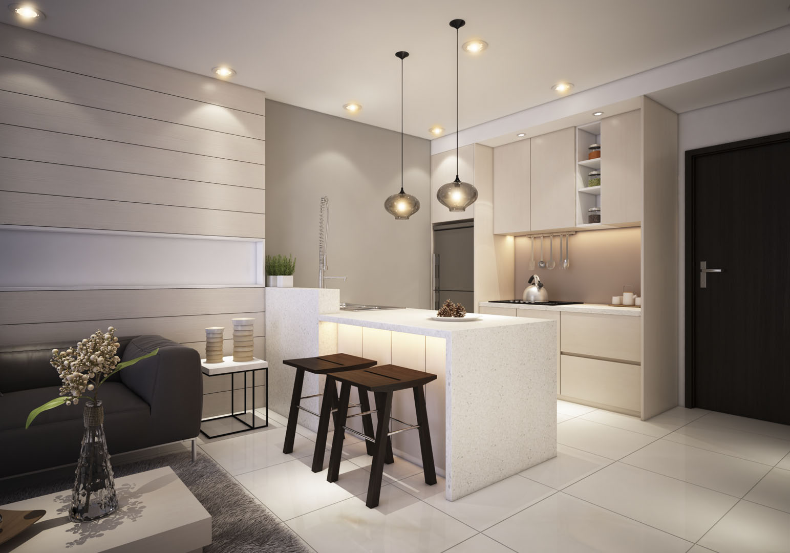 Nhà mẫu phòng bếp căn hộ chung cư Thạnh Tân Dĩ An 