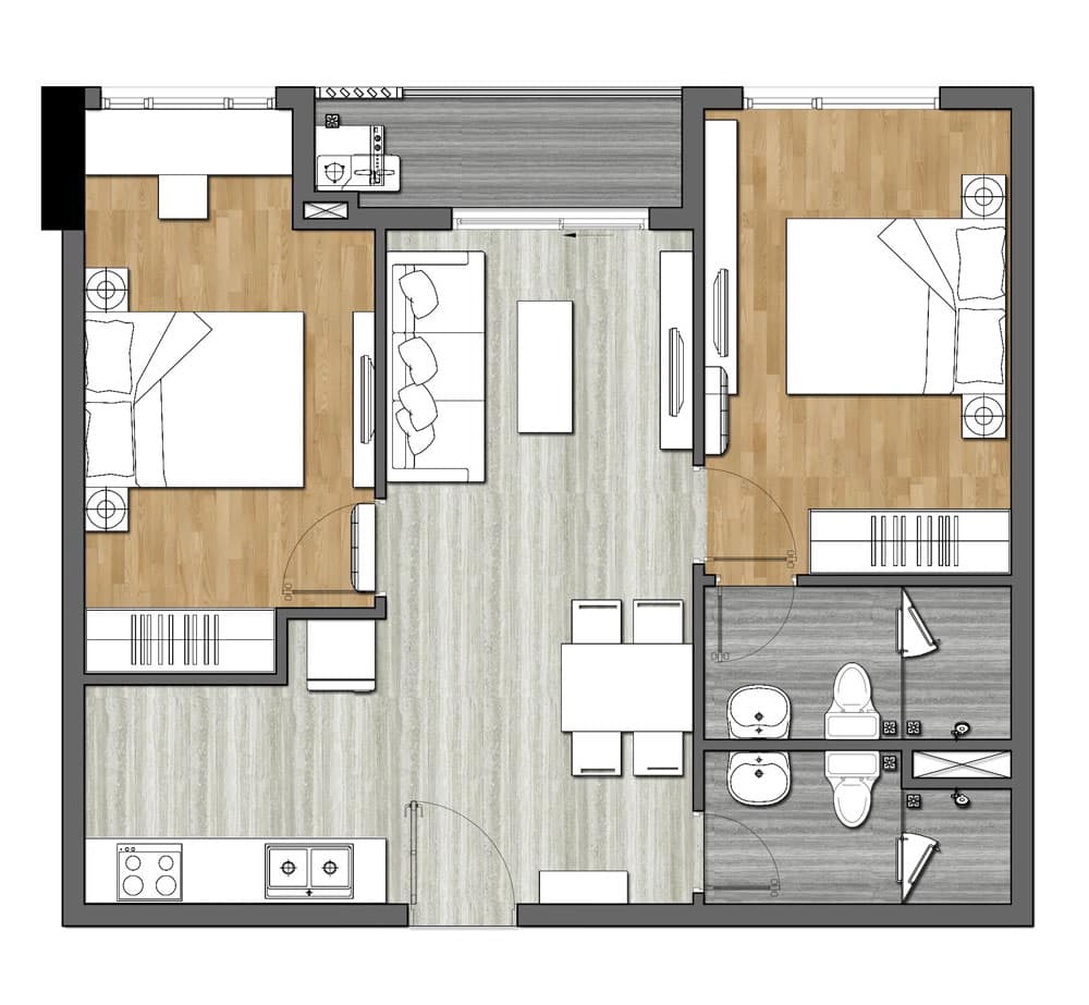 Thiết kế dự án căn hộ 1 phòng ngủ chung cư 9X Next Gen Bình Dương 